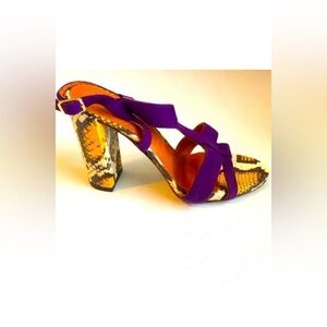 New INGA Savits Designer Italy Rare Snakeskin Slingback Sandal 6 MSRP $1790